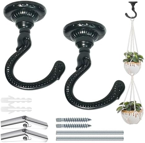 Evsteluo Large Swag Ceiling Hooks 2 Sets Black