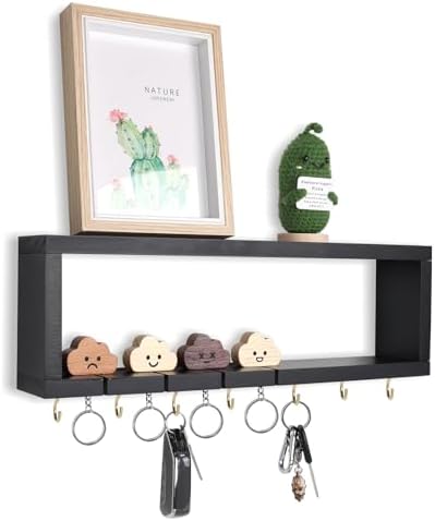 MOFASVIGI Wall Mount Key Holder with 4 Cloud Key Chains and 7 Hooks
