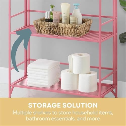 Convenience Concepts Xtra Storage Shelves Pink 3 Tier Folding Metal Organizer Unit