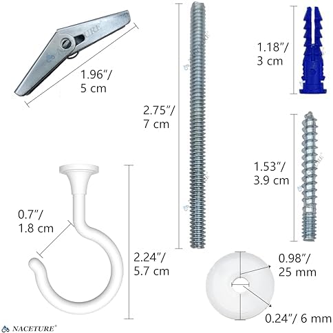 NACETURE Large Swag Hooks 4 Pack - Heavy Duty White Ceiling Hangers
