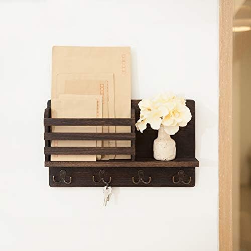 Dahey Wall Mounted Mail Holder Key Organizer with Floating Shelf and 4 Hooks