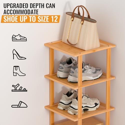 Bamboo 7 Tier Free Standing Shoe Rack for Entryway Closet