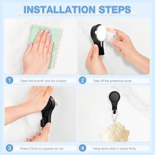 VISV Shower Suction Cup Hooks 2 Pcs Black