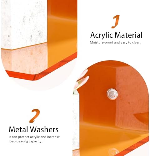 6 Inches Orange Wall Shelves Set of 2