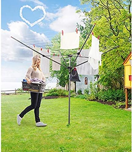 MYOYAY 4 Arm Rotating Clothesline with 165ft Rope