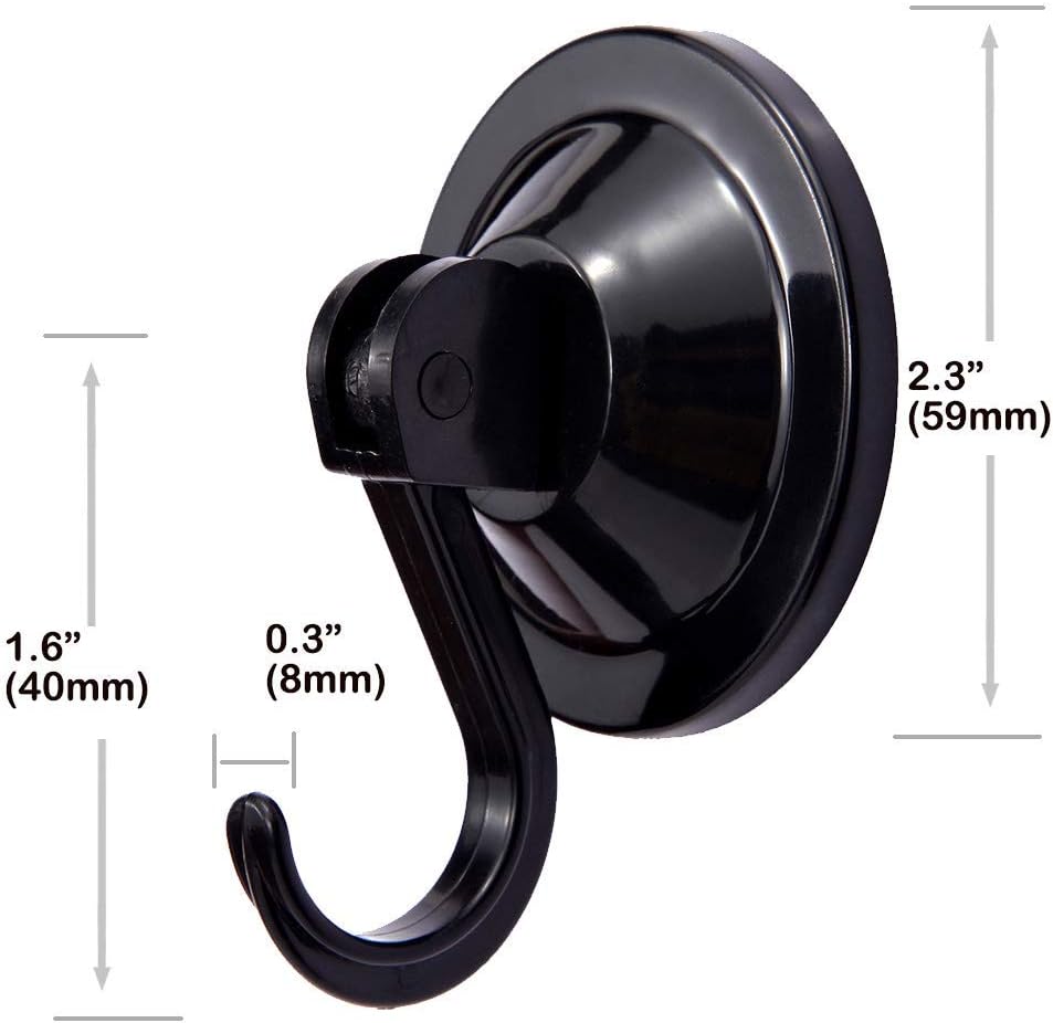 Suction Cup Hooks 20 lb Capacity Set of 4 Black