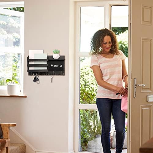 HRONRAD Wall Key Holder with Floating Shelf and Chalkboard