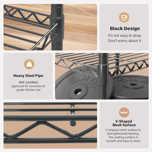 3 Tier Grey Steel Storage Rack with Adjustable Height