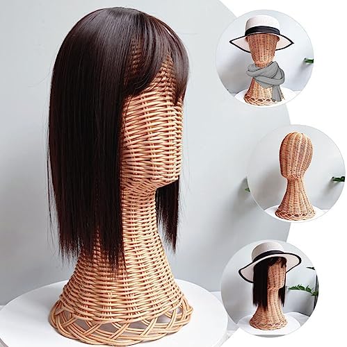 EXCEART Rattan Hat Display Stand for Wigs and Caps