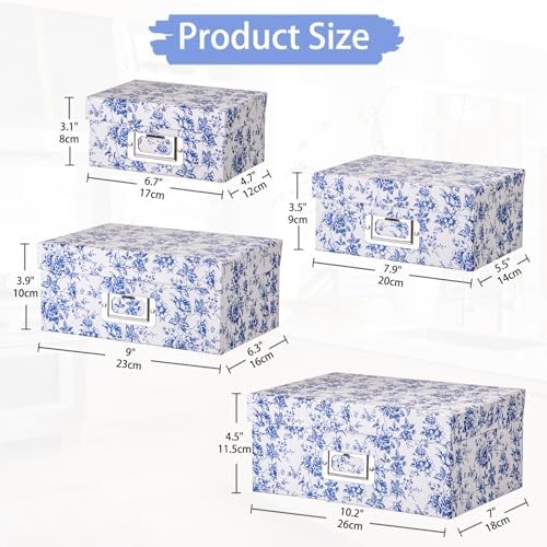 Briful Blue and White Porcelain Storage Boxes 4 in 1 Set