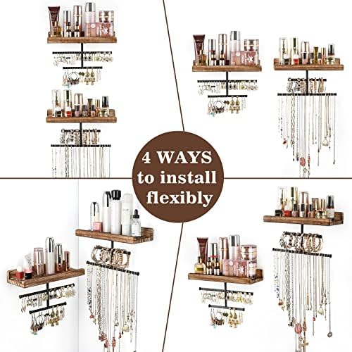 Keebofly Wall-Mounted Jewelry Organizer with Dual Shelves