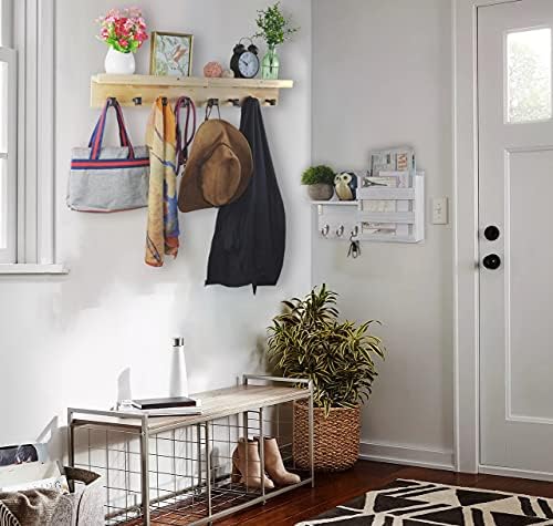 Spiretro Wall Key Hooks Holder with Mail Sorter and Floating Shelf