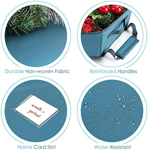 Hearth Harbor Wreath Storage Container with Interior Pockets and Dual Zipper