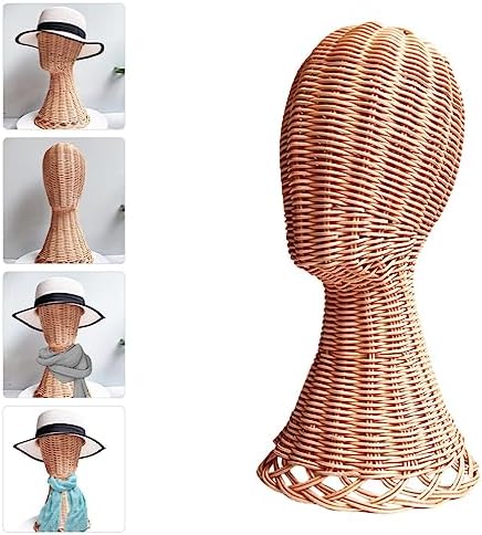 EXCEART Rattan Hat Display Stand for Wigs and Caps