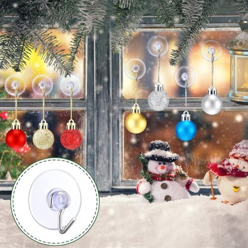 100 Pcs Mini Suction Cup Hooks for Glass Window with Hook and String Lights Holders