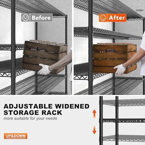 REIBII 857 Inch Heavy Duty Storage Shelving Unit with Wheels and Feet