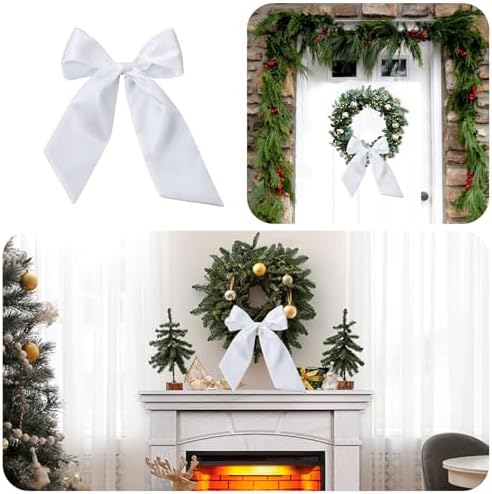 White Wreath Sash for Front Door Decor DIY Monogram Ribbon 47 x 56 Inches
