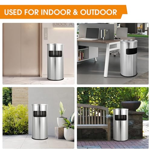 Stainless Steel Outdoor Trash Can with Removable Inner Barrel