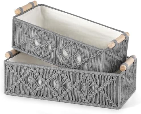 Mkono Macrame Storage Baskets Set of 2 Grey