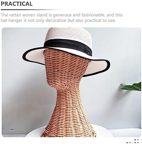 EXCEART Rattan Hat Display Stand for Wigs and Caps