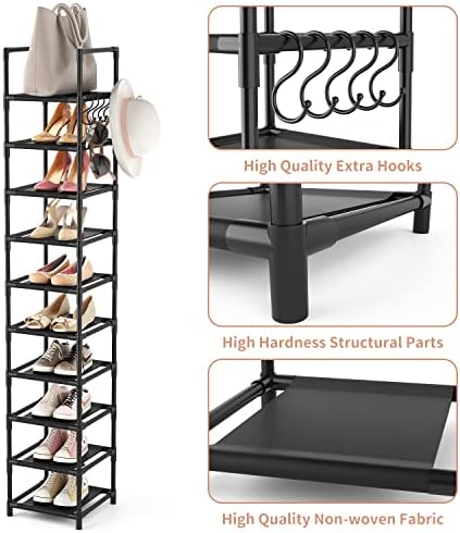 Tall Narrow Shoe Rack for Entryway 10 Tier Storage