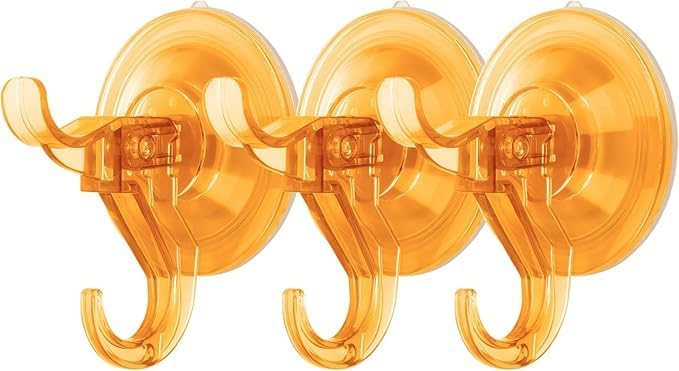 Suction Cup Hooks with Dual Hooks 5pcs Orange