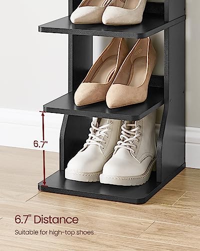 VASAGLE 7 Tier Vertical Shoe Rack Black