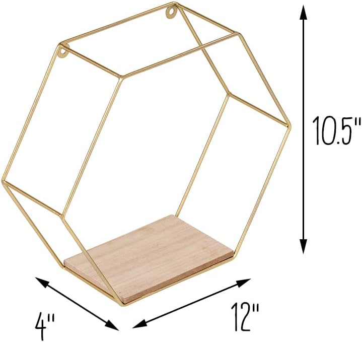 Honey-Can-Do Hexagonal Gold Wall Shelves Set