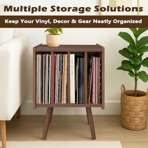 Mid Century Modern Record Player Stand with 4 Cabinets