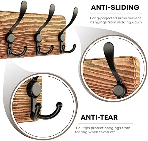 SAYONEYES Rustic Wall Mount Coat Rack with 5 Hooks