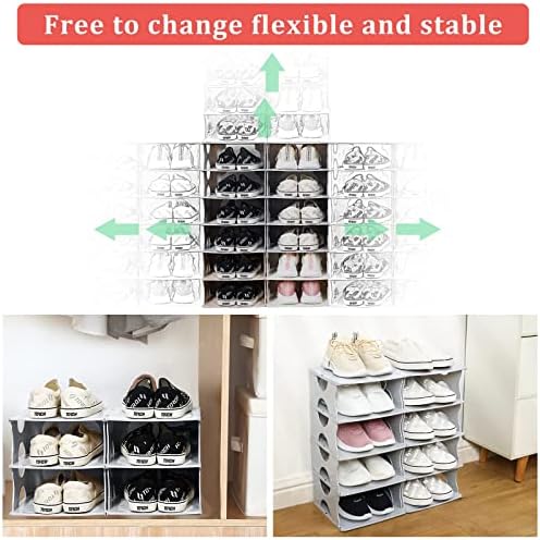 6-Tier Stackable Shoe Rack for Bedroom Entry Grey