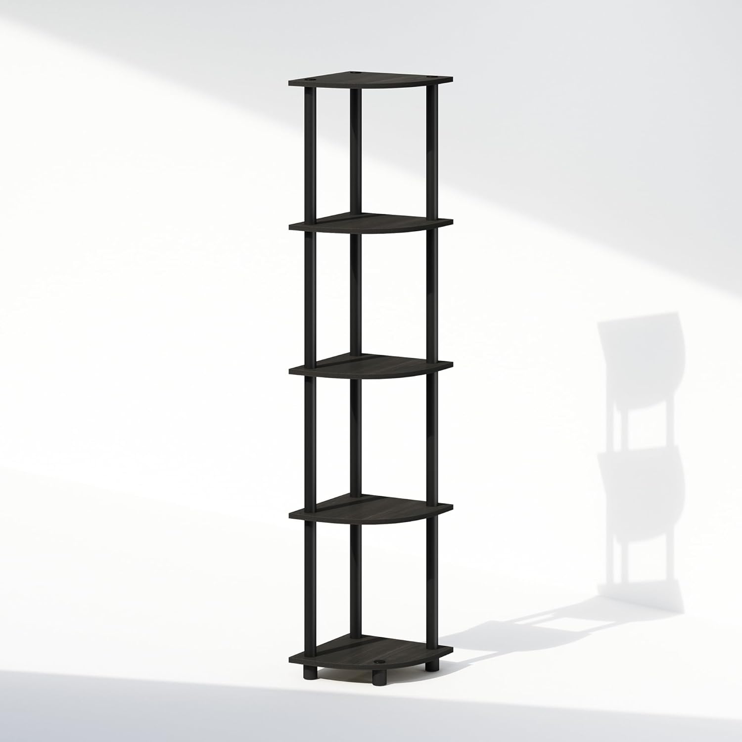 Furinno Turn-N-Tube 5 Tier Corner Display Rack in Black