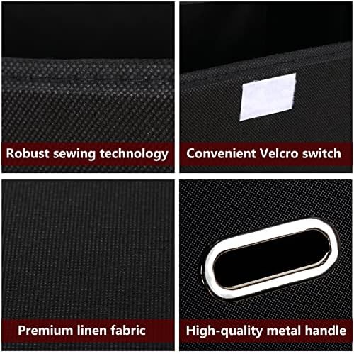 STOREONE Foldable Storage Bins with Lids and Handles 3 Pcs Black