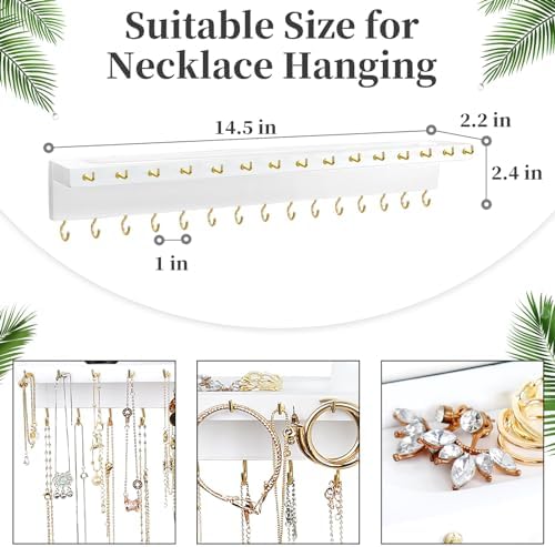 Necklace Holder with 30 Hooks and Jewelry Tray