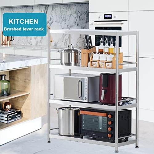 Stainless Steel 3 Tier Shelving Unit with Guardrails