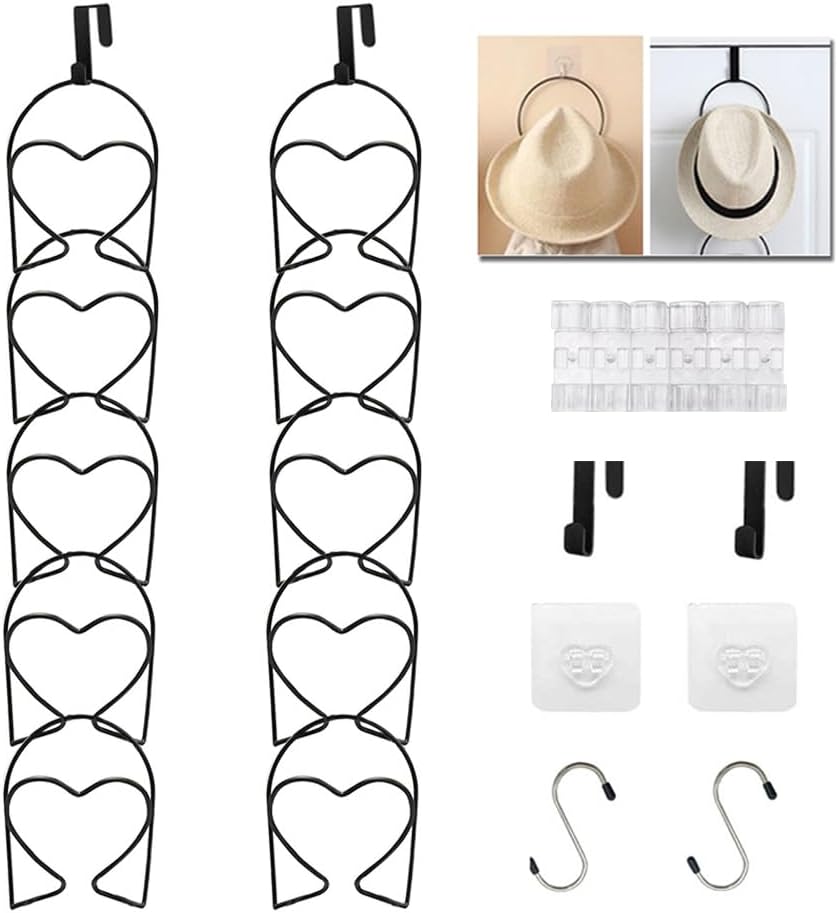 LINFIDITE 10 Pack Wall Hat Rack Organizer Black