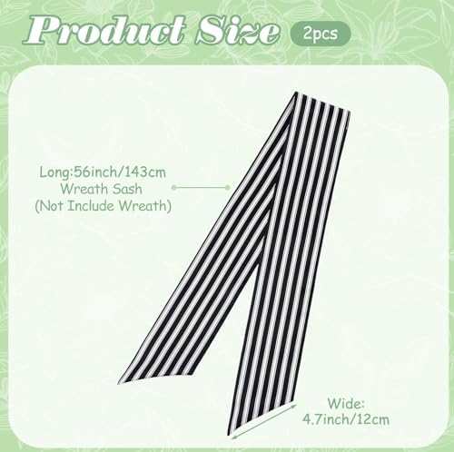 Elegant Black and White Wreath Sash for Front Door