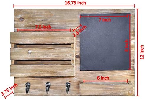 Rustic Key Hooks Holder with Chalkboard