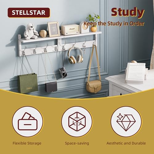 2 Pack Bamboo Coat Rack with Storage Shelf