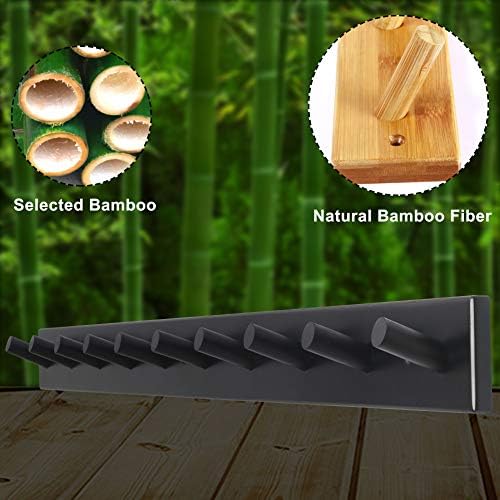 Dseap Wall Coat Rack with 10 Peg Hooks - Heavy Duty Black