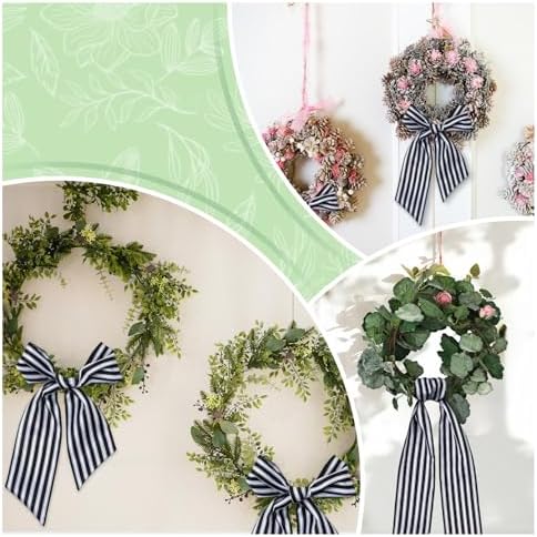 Elegant Black and White Wreath Sash for Front Door