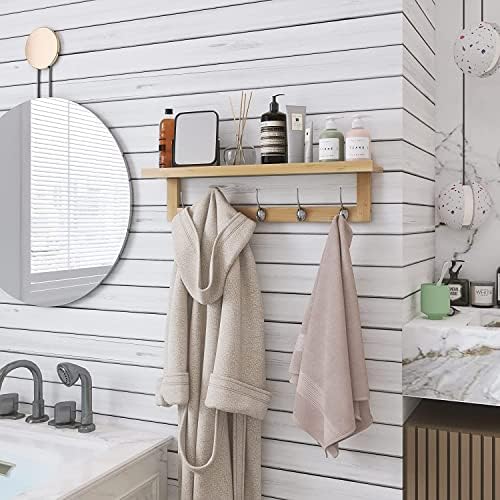 SMIBUY Wall-Mounted Coat Hooks with Shelf 292 Inch Entryway Organizer