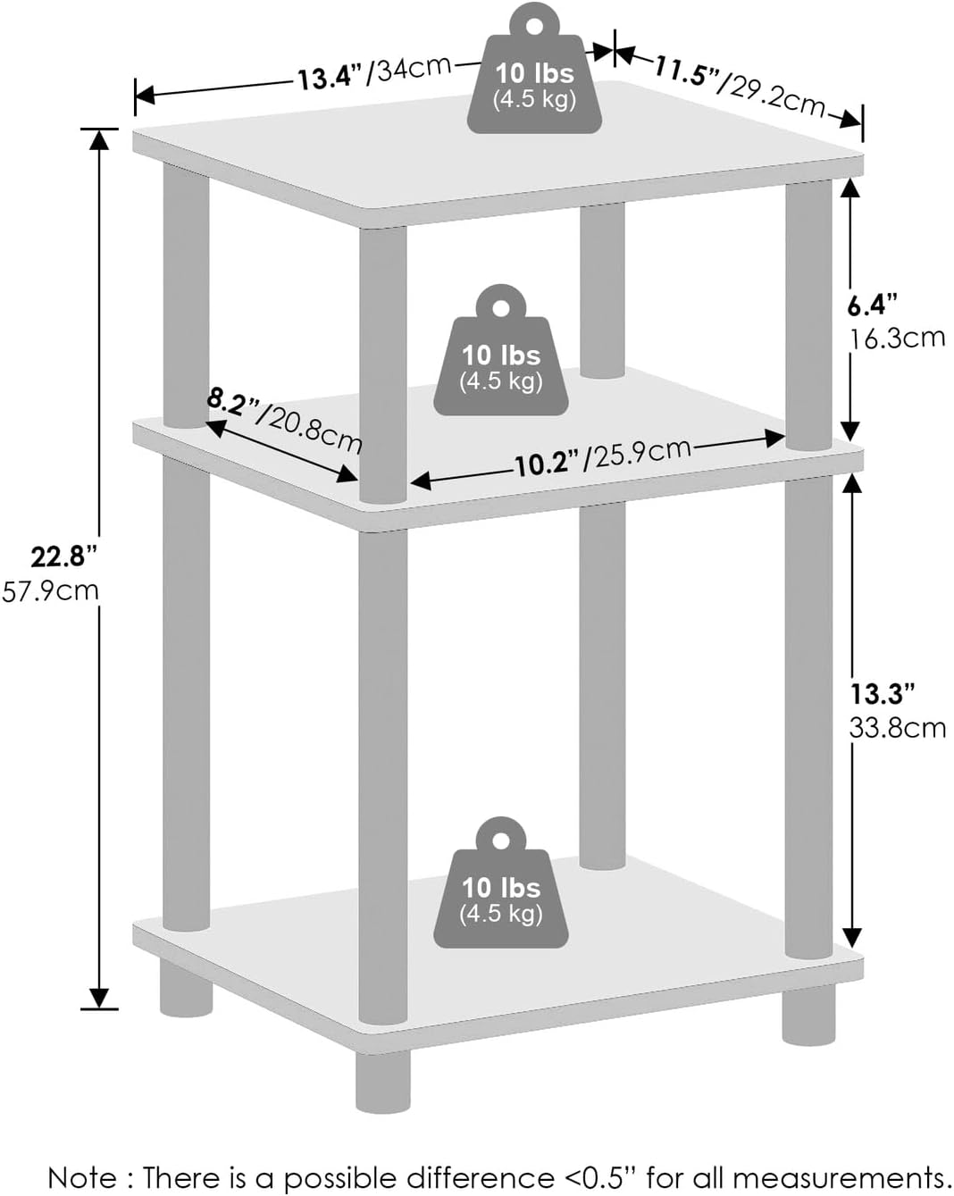 Furinno Turn-N-Tube Stackable Standing Shelf Unit French OakBlack