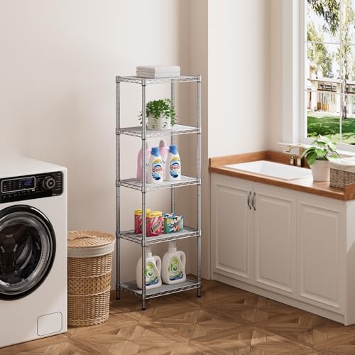SINGAYE 5 Tier Adjustable Wire Shelf Unit Gray