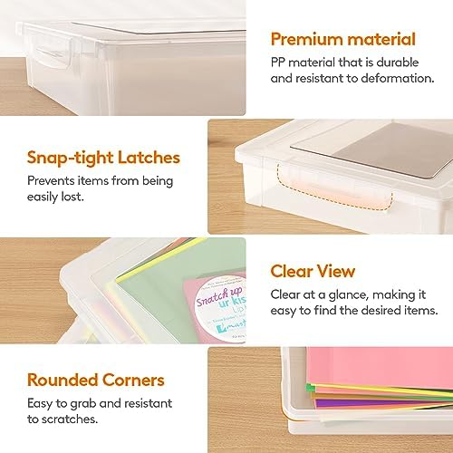 Lifewit 4 Pack Clear Plastic Storage Boxes with Latching Lids