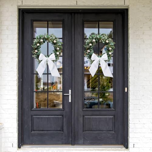 White Wreath Sash for Front Door Decor DIY Monogram Ribbon 47 x 56 Inches