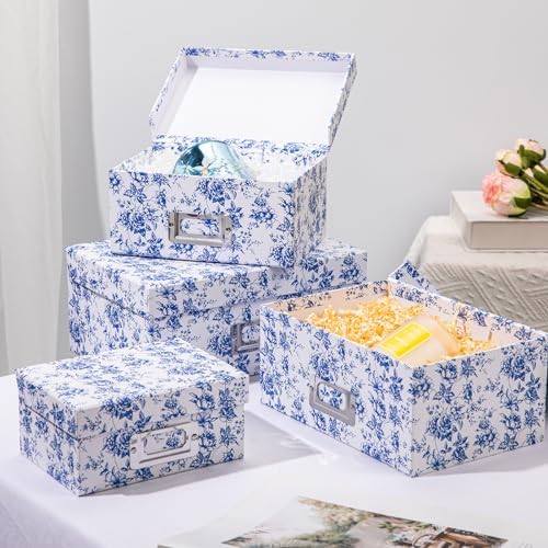 Briful Blue and White Porcelain Storage Boxes 4 in 1 Set