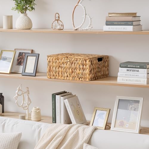 StorageWorks Extra Large Wicker Baskets with Lid for Organizing