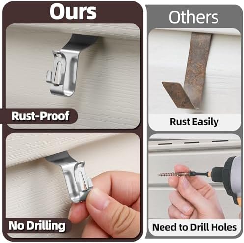 Amuille Vinyl Siding Light Clips 20 Pack Heavy Duty Hooks