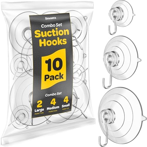 SEWANTA All-Purpose Suction Cup Hooks 10 Pack Combo Set